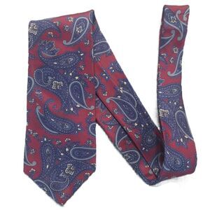 Bert Pulitzer All Silk Tie Burgundy Blue Paisley USA 58" VTG